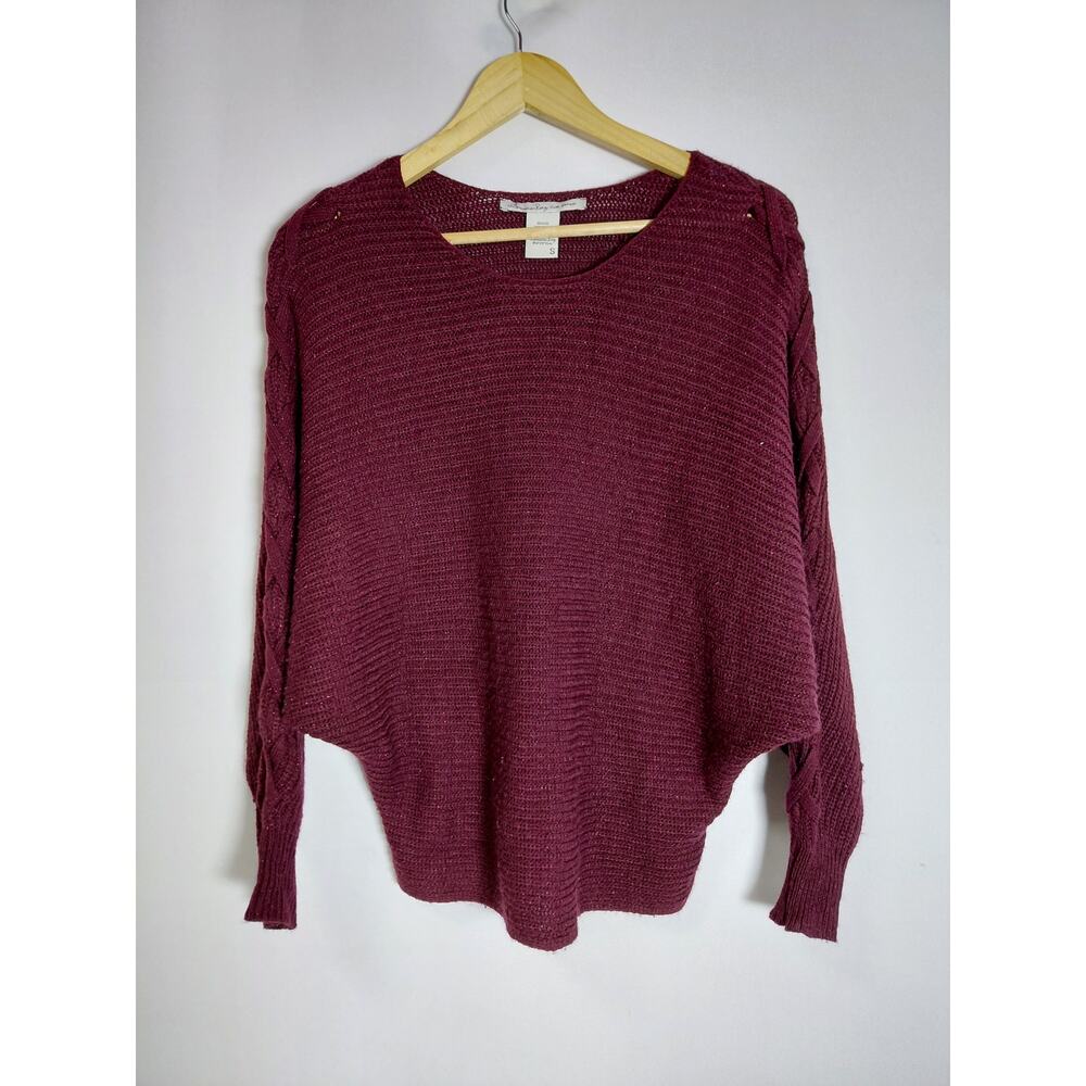 American Rag Cie Knit Sweater Burgundy Solid Long Sleeve Women Size S